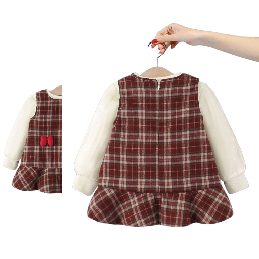 Kids Plaid Dress and White Sweater Set