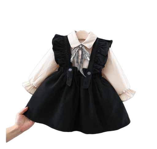 Girls' Ruffled Suspenders Dress Set