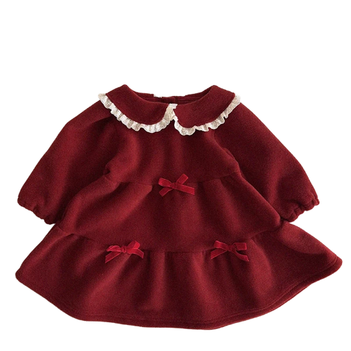 Red Girls' Dress with Bows