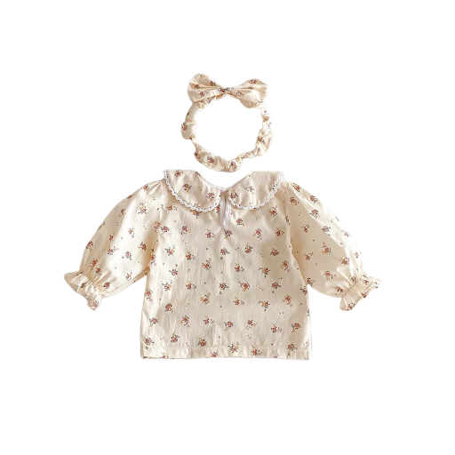 Baby Floral Blouse with Matching Headband