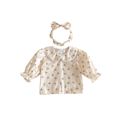 Baby Floral Blouse with Matching Headband