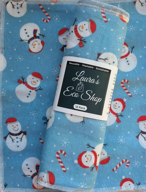 Organic Cotton Paperless Towels – Reusable, High-Absorbency, Zero Waste - Snowman