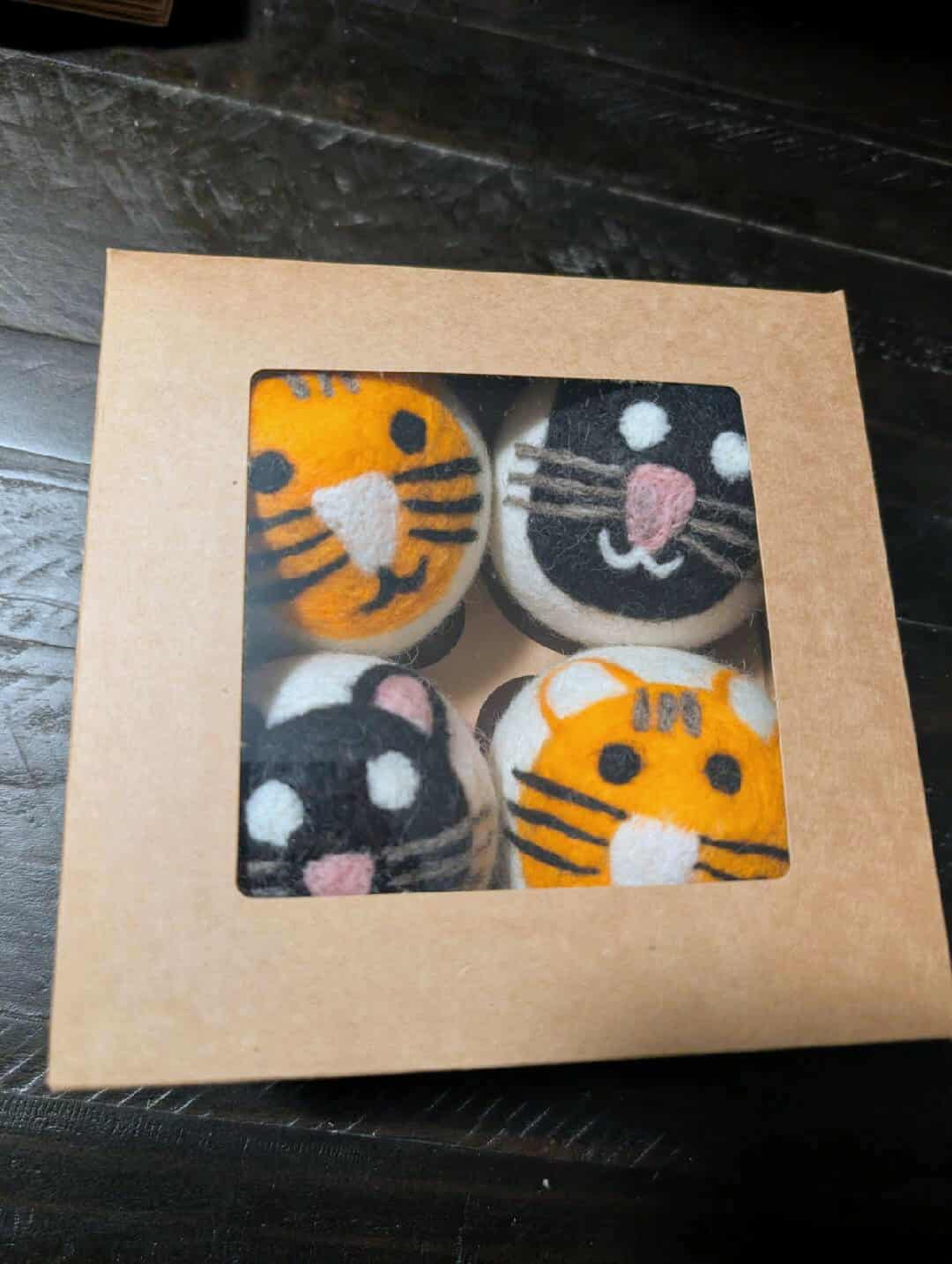 100% Wool Dryer Balls for Laundry – Natural, Anti-Static, 4-Pack -Cats