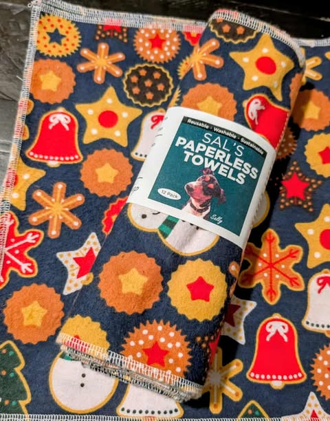 Organic Cotton Paperless Towels – Reusable, High-Absorbency, Zero Waste - Christmas Cookies