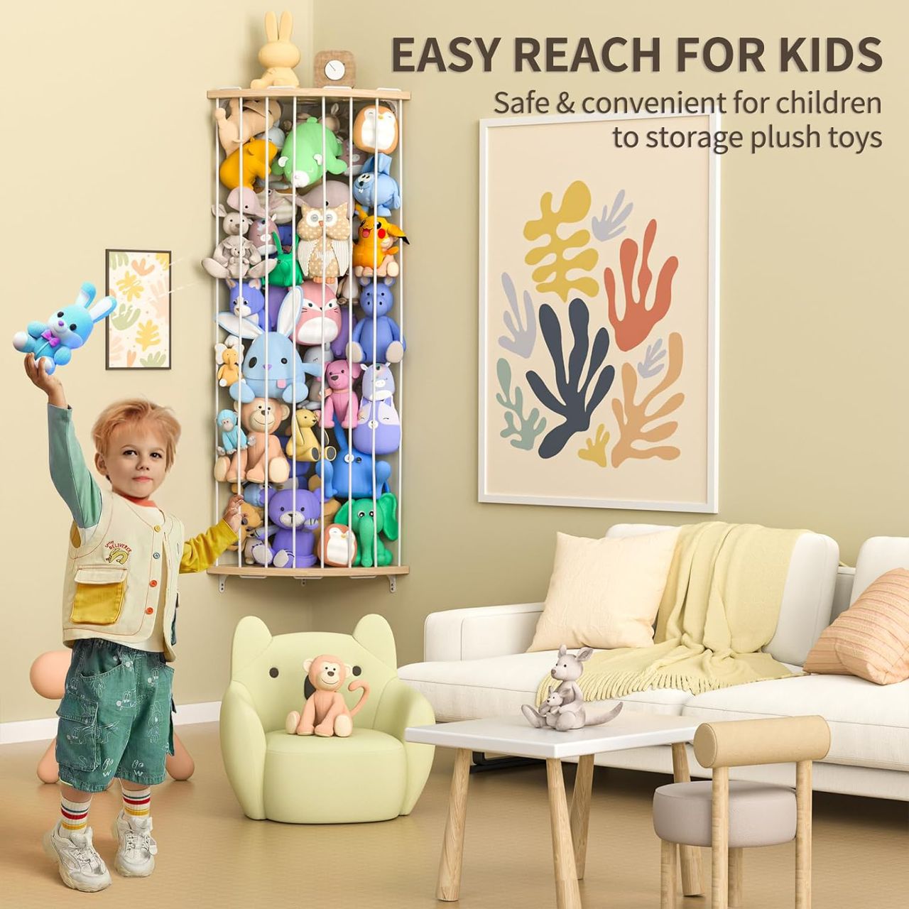 Le Zoo à peluche - Rangement Vertical pour Peluches et Doudous - Organiseur Chambre Enfant