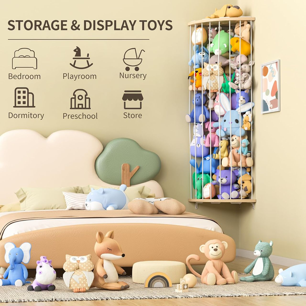Le Zoo à peluche - Rangement Vertical pour Peluches et Doudous - Organiseur Chambre Enfant