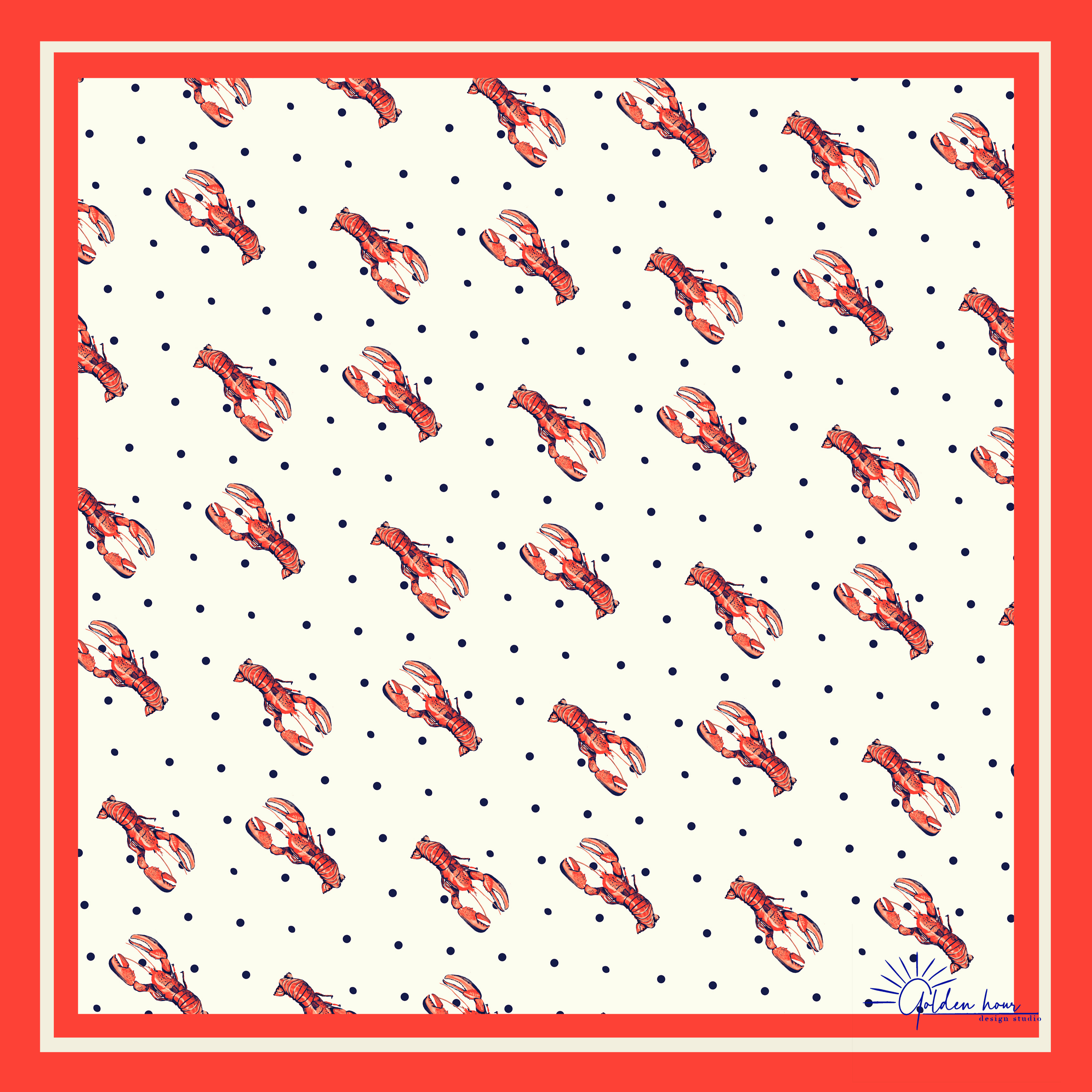 Lobster Polkadot Bandanna
