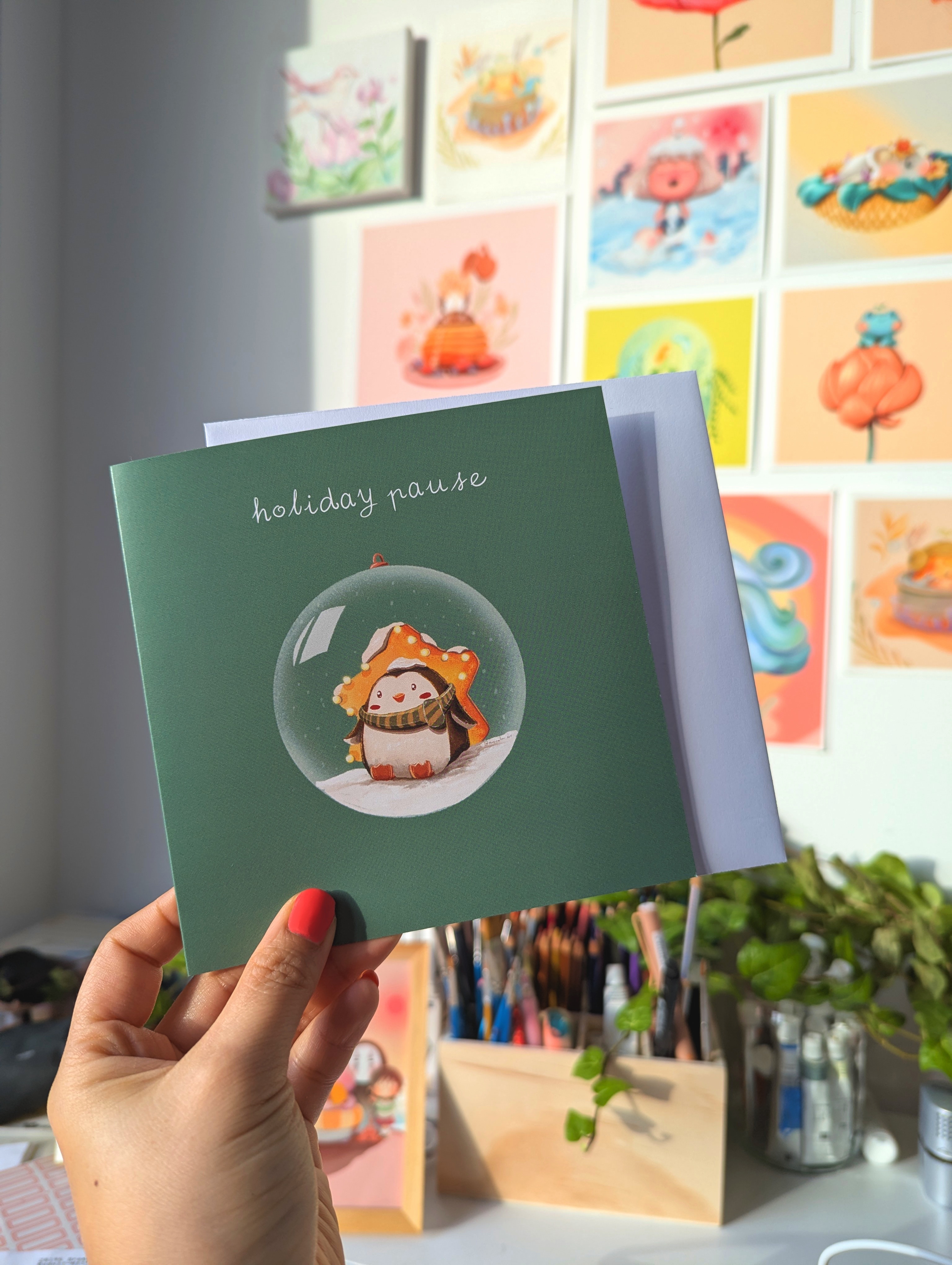 Penguin Christmas Card - Holiday Pause