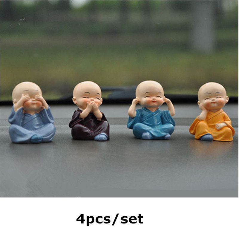 Set of Three Mini Monk Figurines