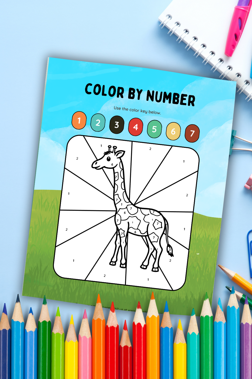 FREE Giraffe Color by Number Worksheet