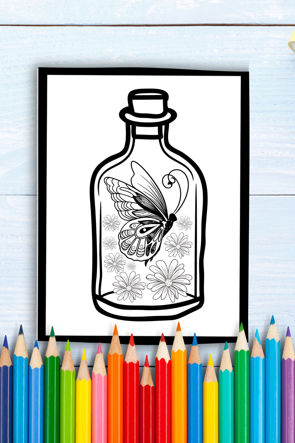 FREE Butterfly in a Bottle Coloring Page