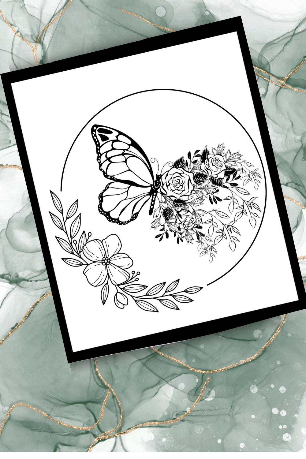 FREE Floral Butterfly Art Print and Coloring Page