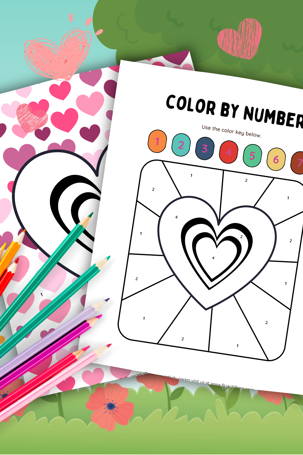 FREE Heart-Themed Color By Number Worksheets