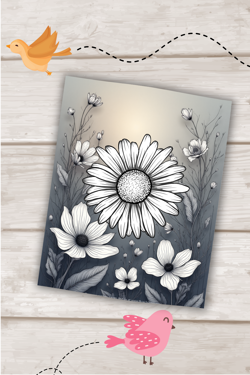 FREE Floral Art Print or Coloring Page