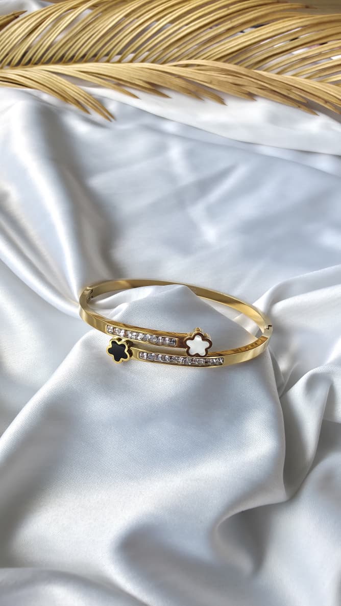 Elegant Dual Tone Floral Bracelet