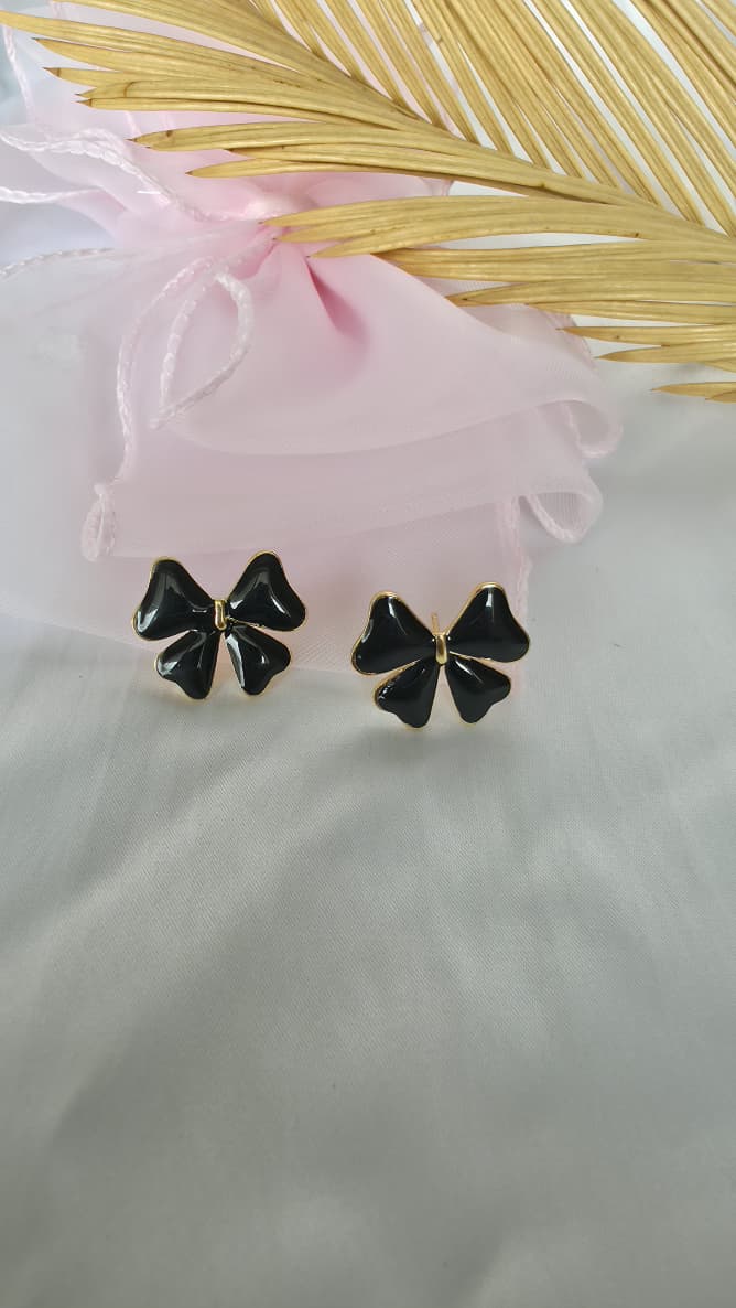Black Bow Enamel Studs