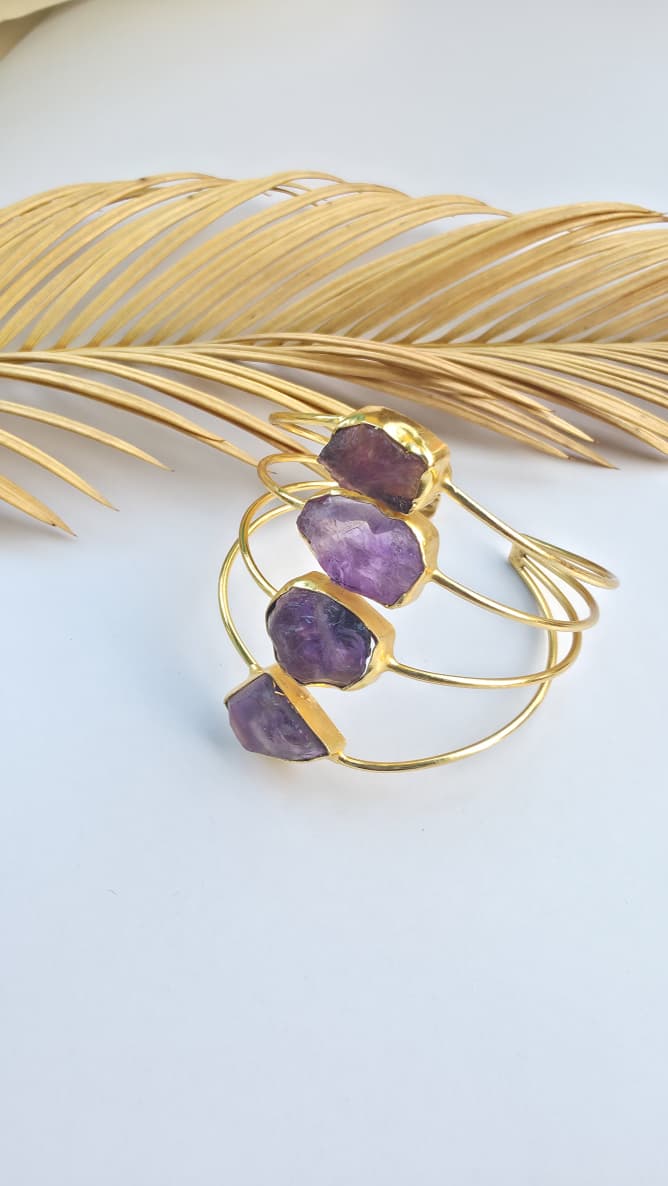 Amethyst Gold Cuff Bracelet