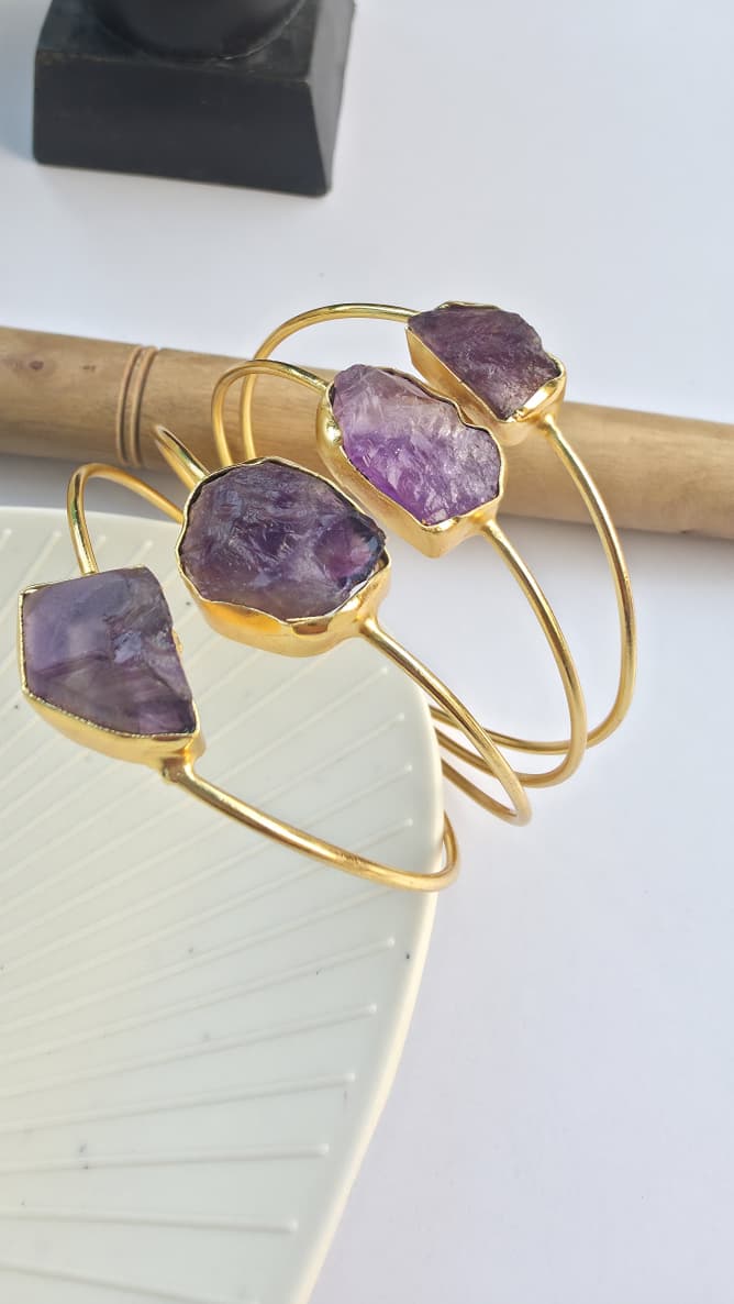 Amethyst Gold Cuff Bracelet
