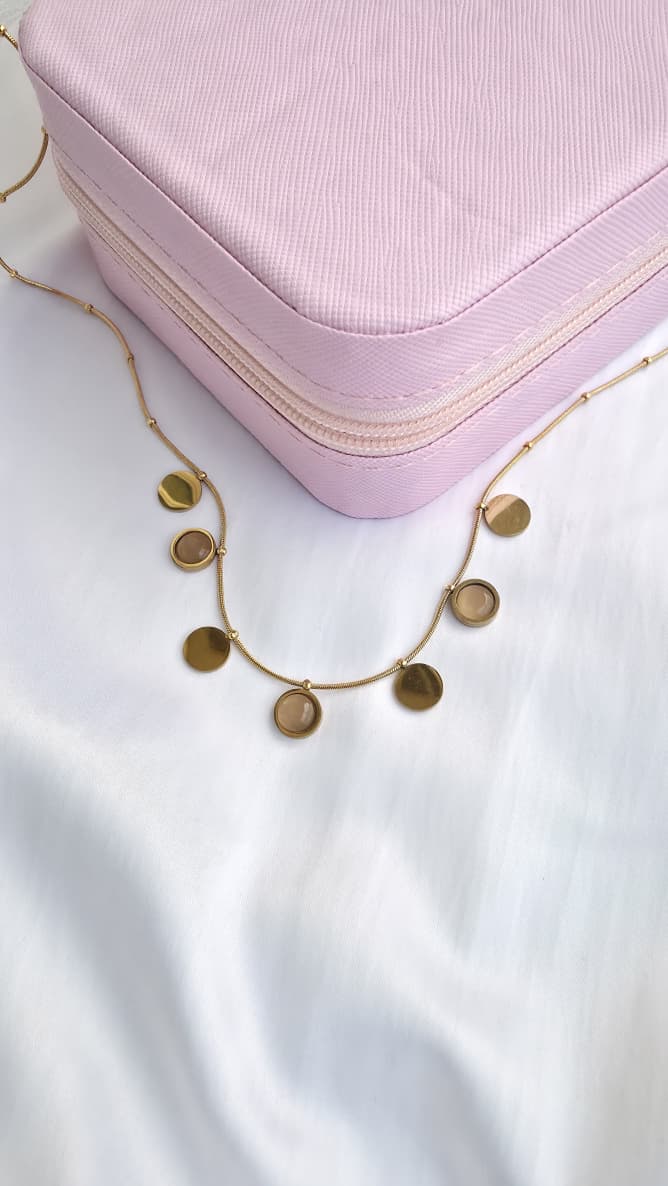 Gold Disc Charm Necklace