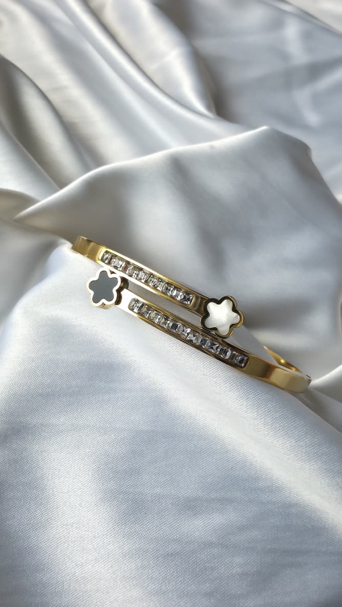 Elegant Dual Tone Floral Bracelet