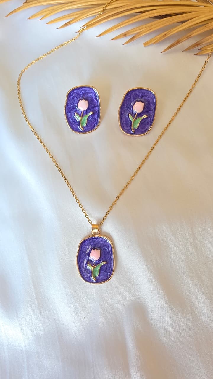 Purple Tulip Jewelry Set