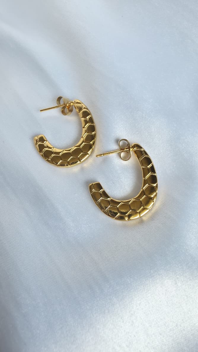 Honeycomb Gold Hoop Earrings