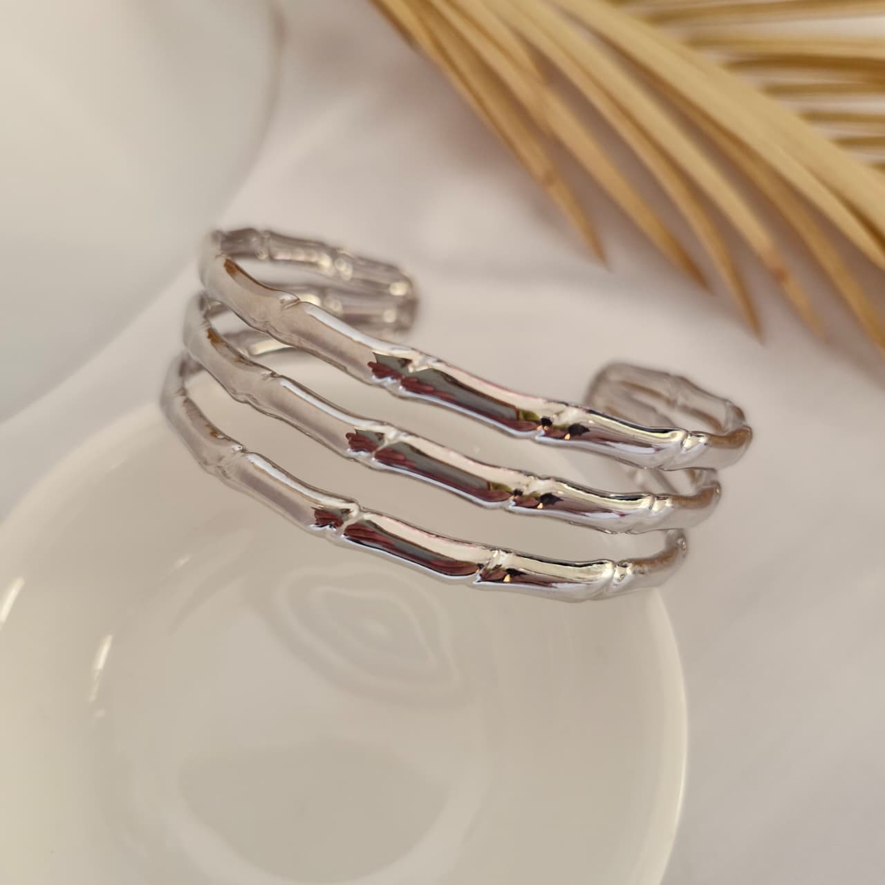 Silver Bamboo Cuff Bracelet