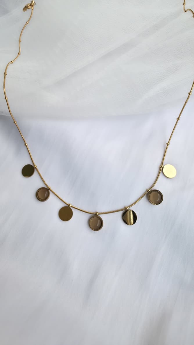 Gold Disc Charm Necklace