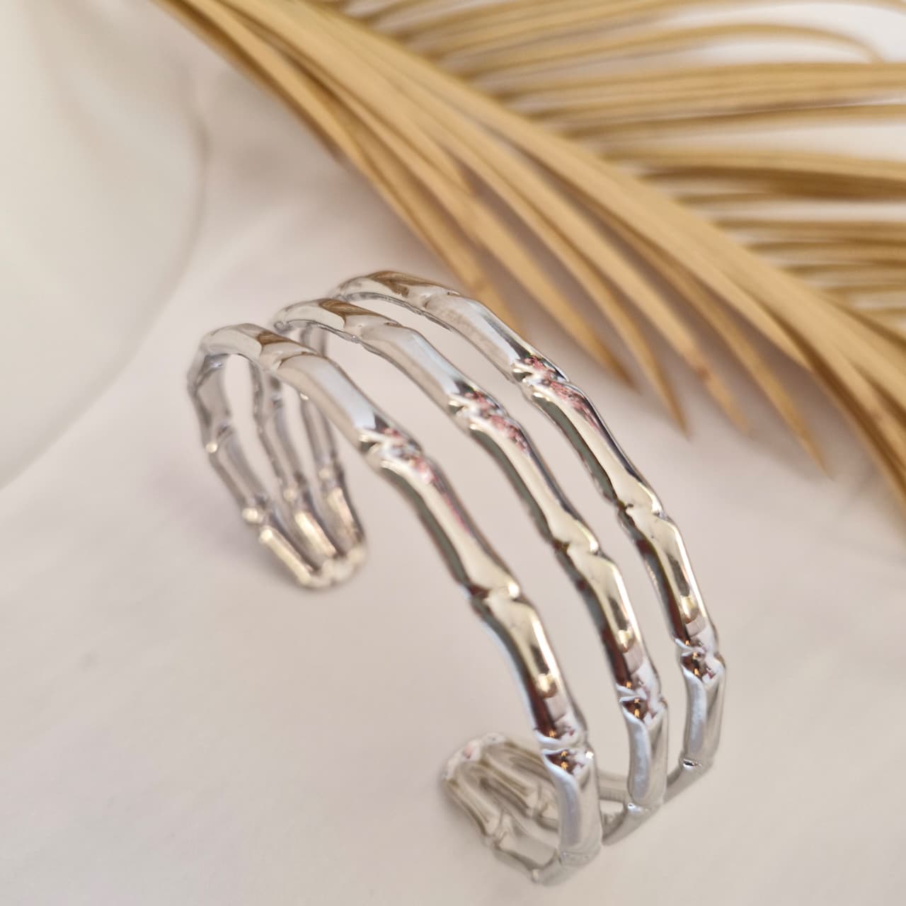 Silver Bamboo Cuff Bracelet