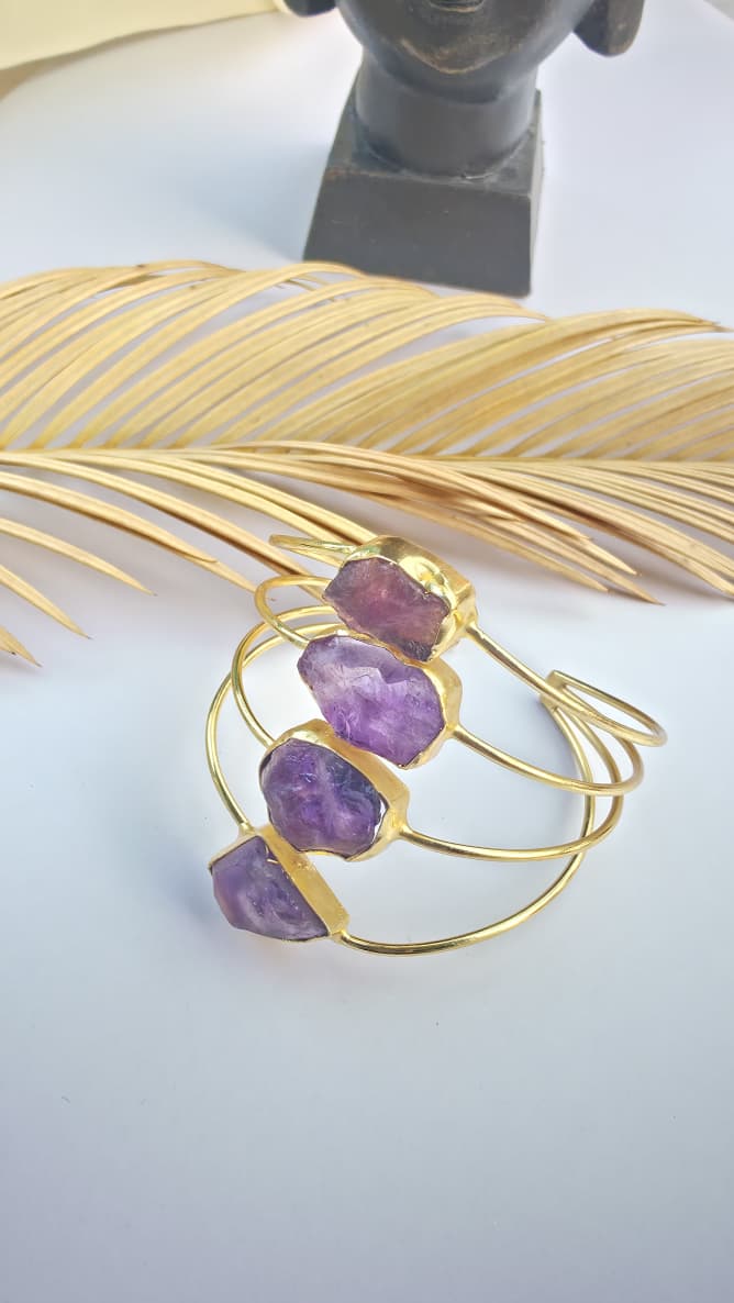Amethyst Gold Cuff Bracelet