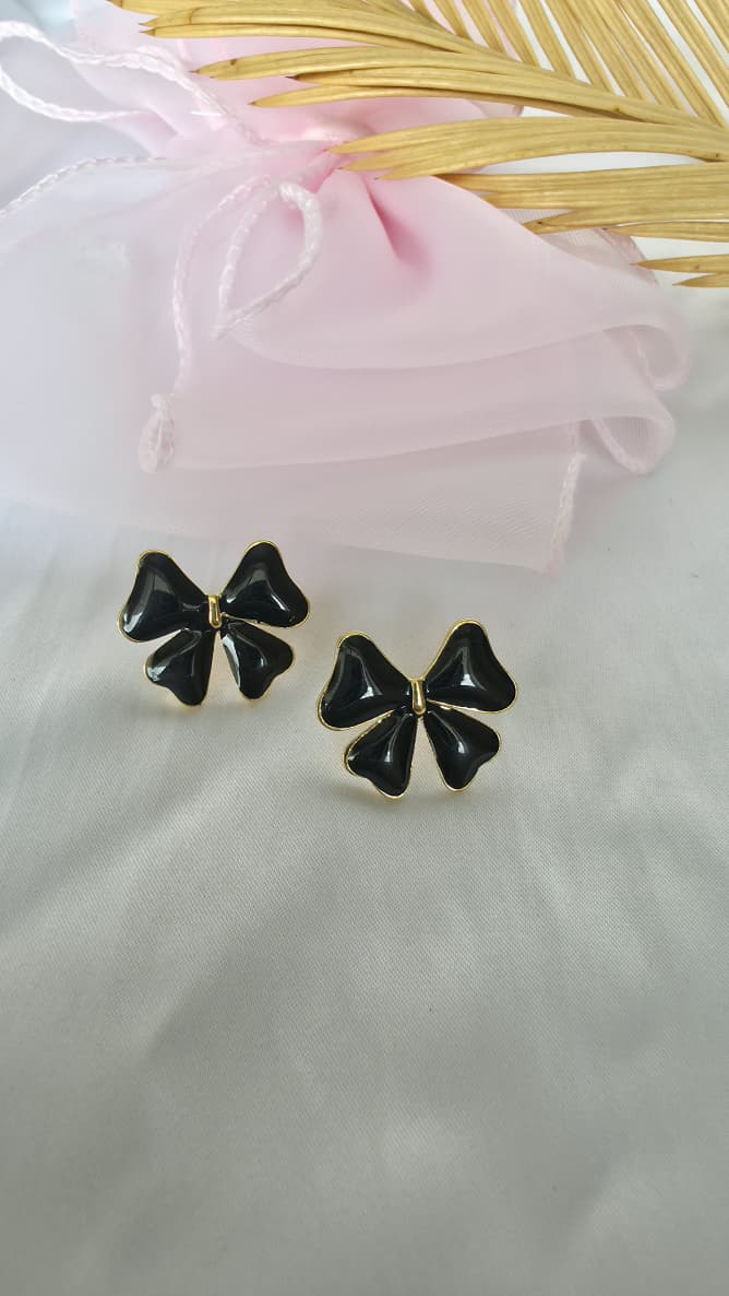 Black Bow Enamel Studs