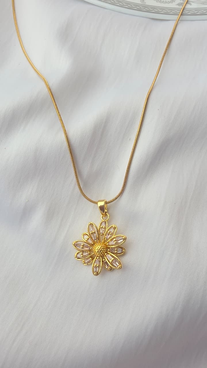Floral Crystal Pendant Necklace
