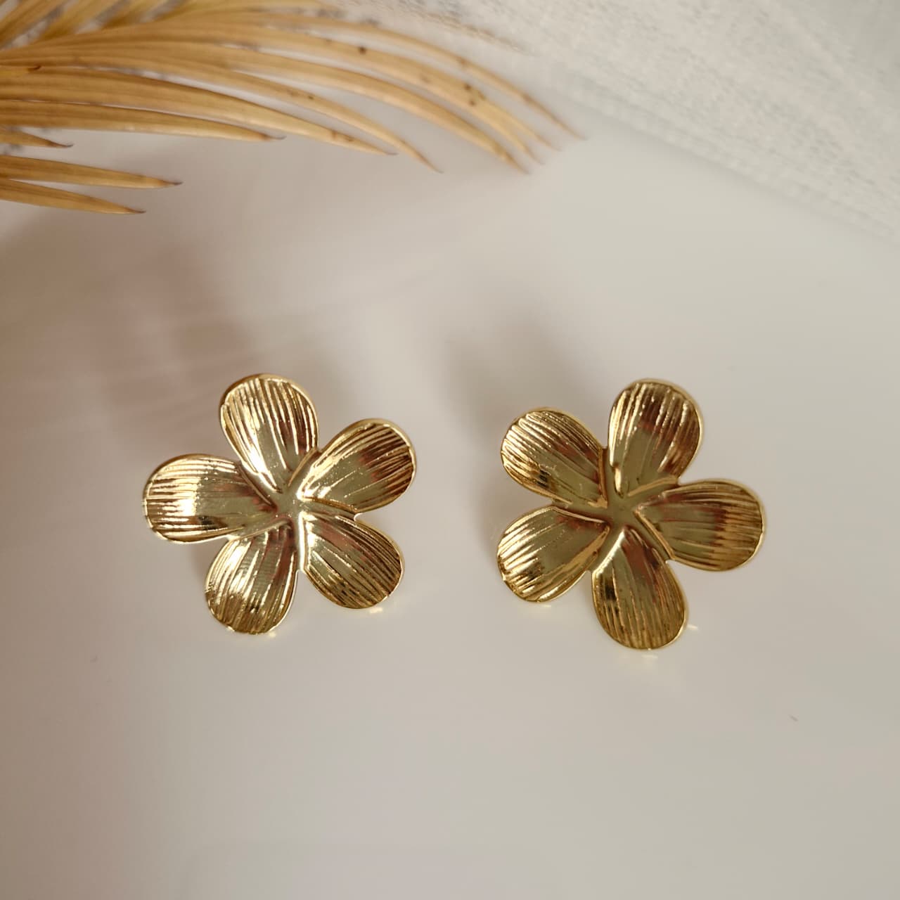 Gold Flower Stud Earrings