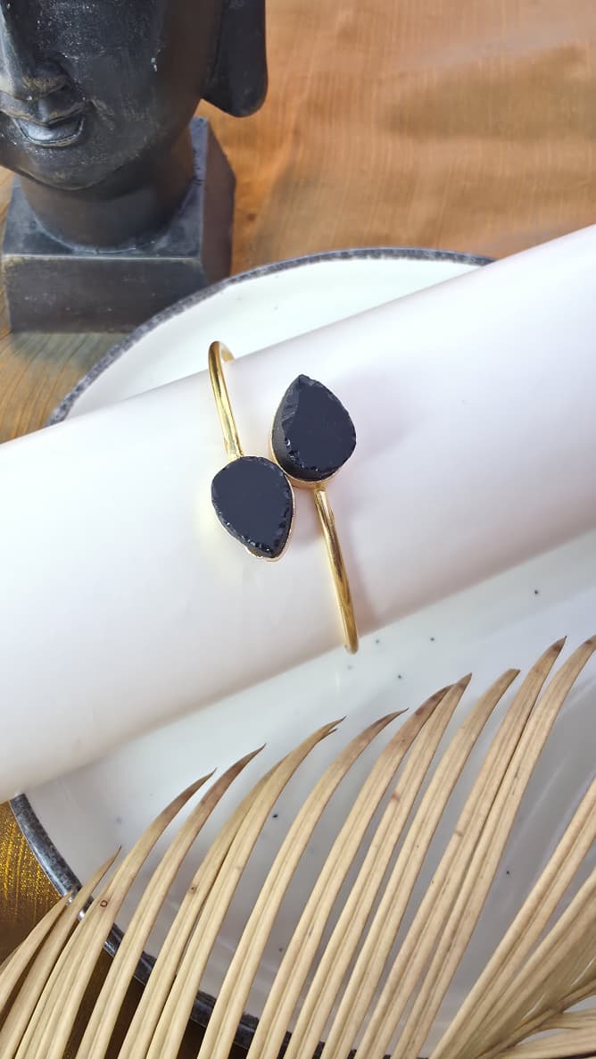 Druzzy Black Stone Cuff Bracelet