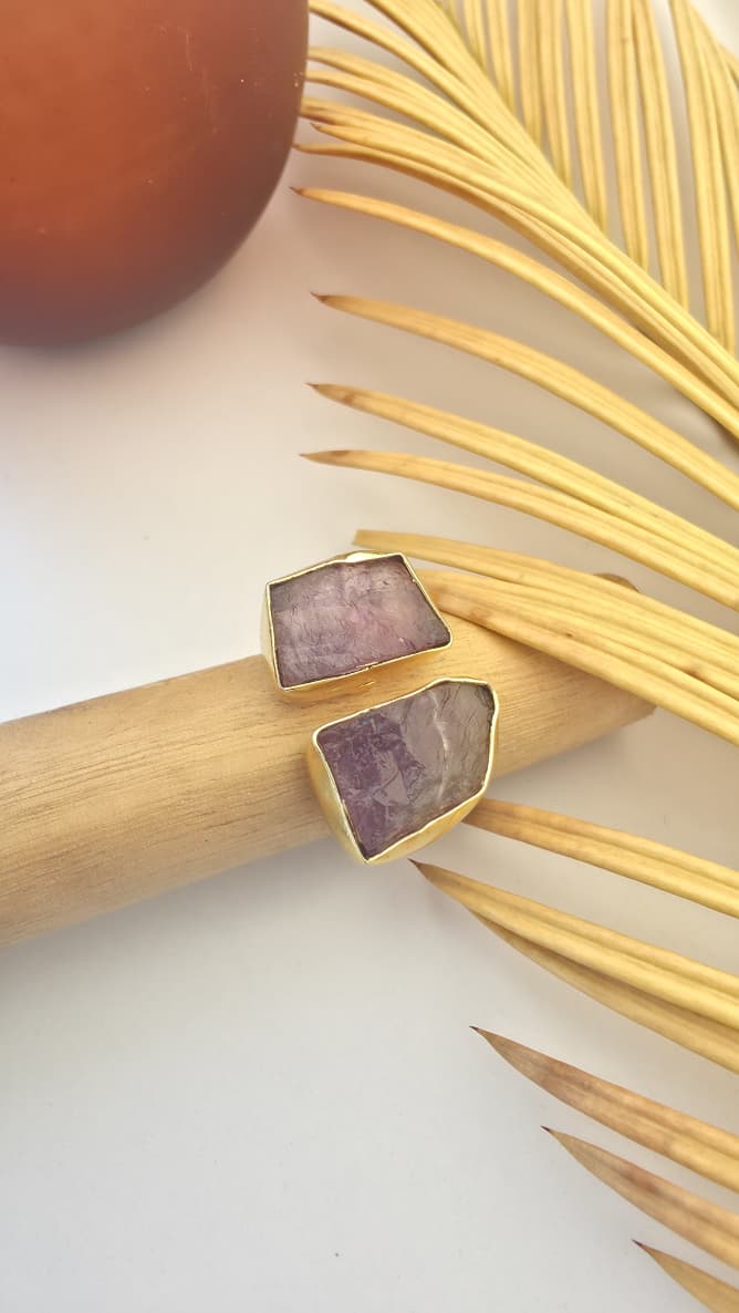Raw Amethyst Statement Adjustable Ring