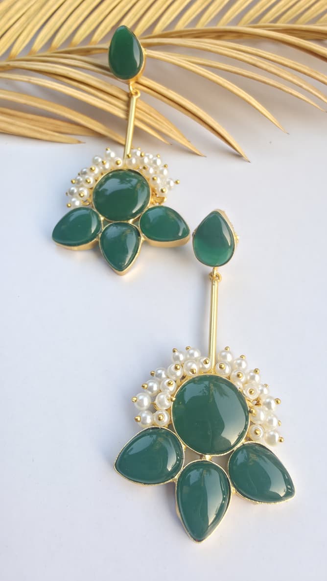 Green Stone Drop Earrings