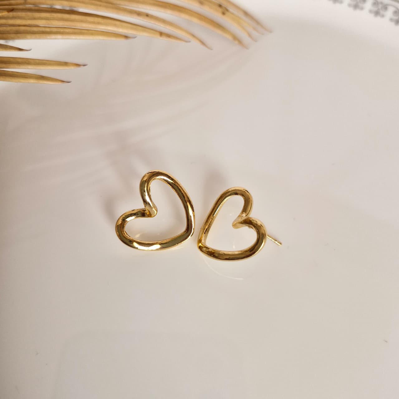 Gold Heart-Shaped Earrings 