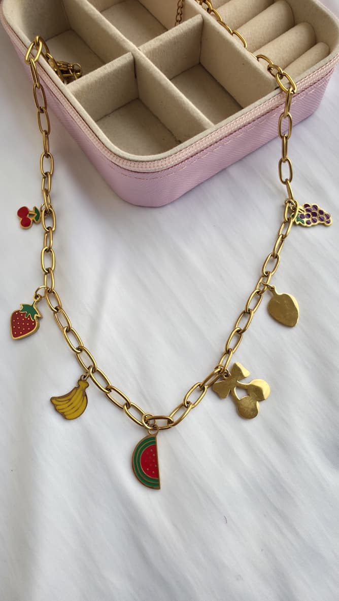 Fruit Charm Gold Chain Necklace