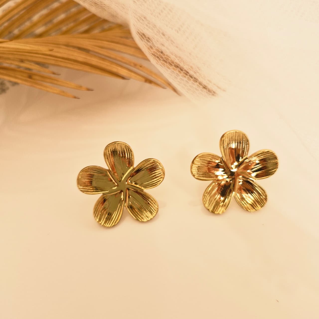 Gold Flower Stud Earrings