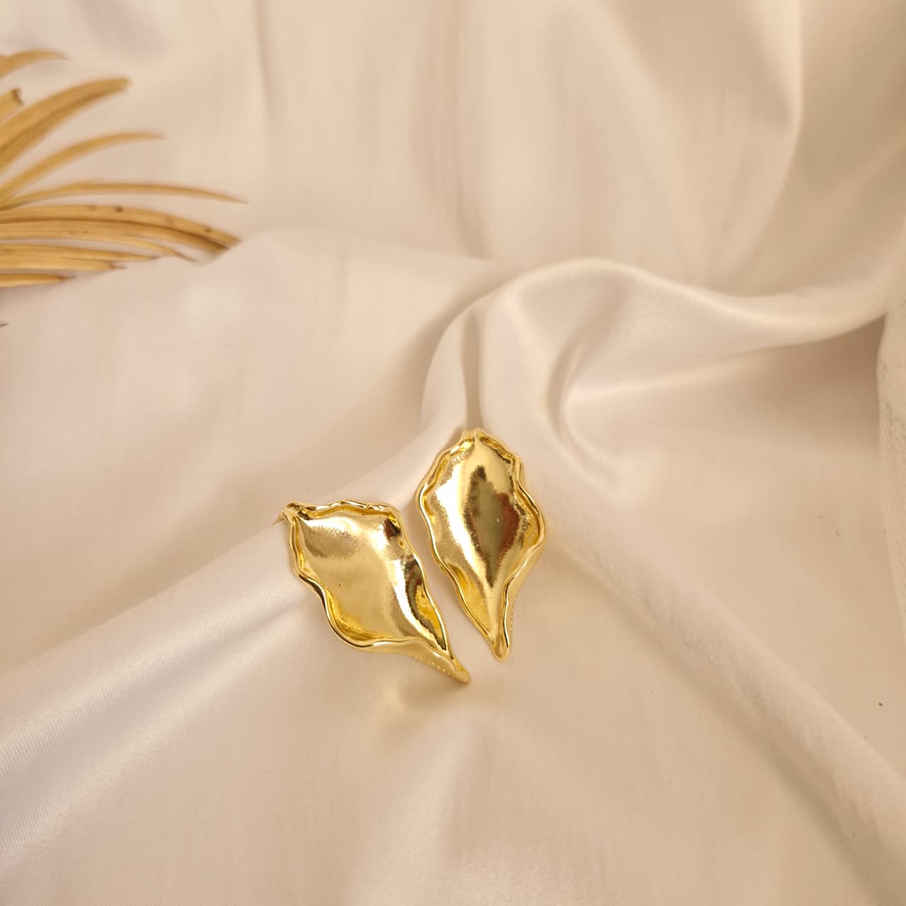 Gold Abstract Leaf Earrings