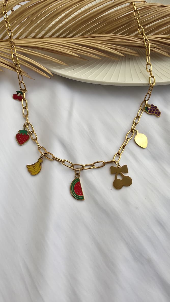 Fruit Charm Gold Chain Necklace