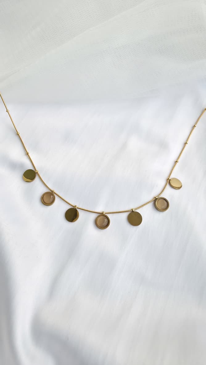 Gold Disc Charm Necklace