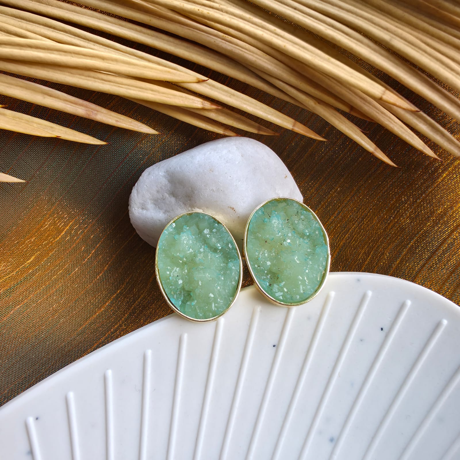 Sage Green Druzy Studs