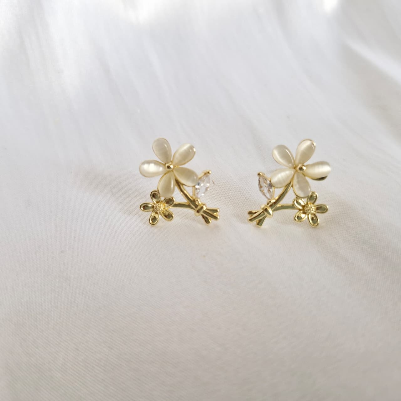 Floral Gold-Toned Stud Earrings