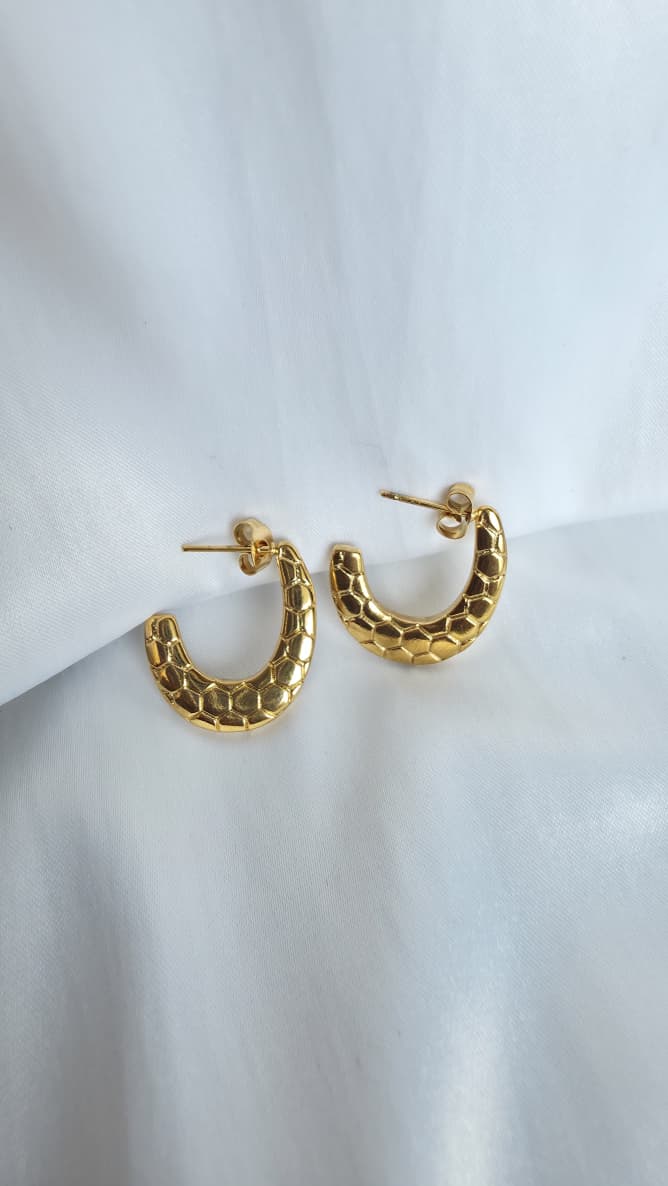 Honeycomb Gold Hoop Earrings