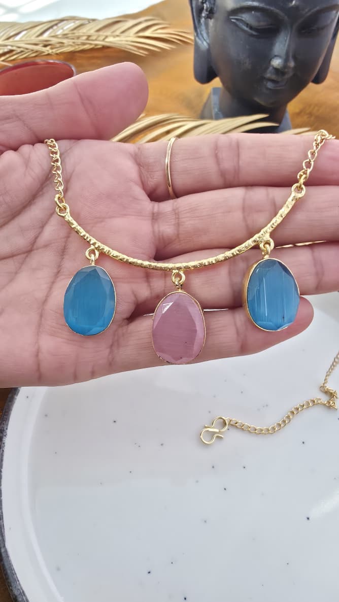 Elegant Gemstone Necklace & Earrings Set