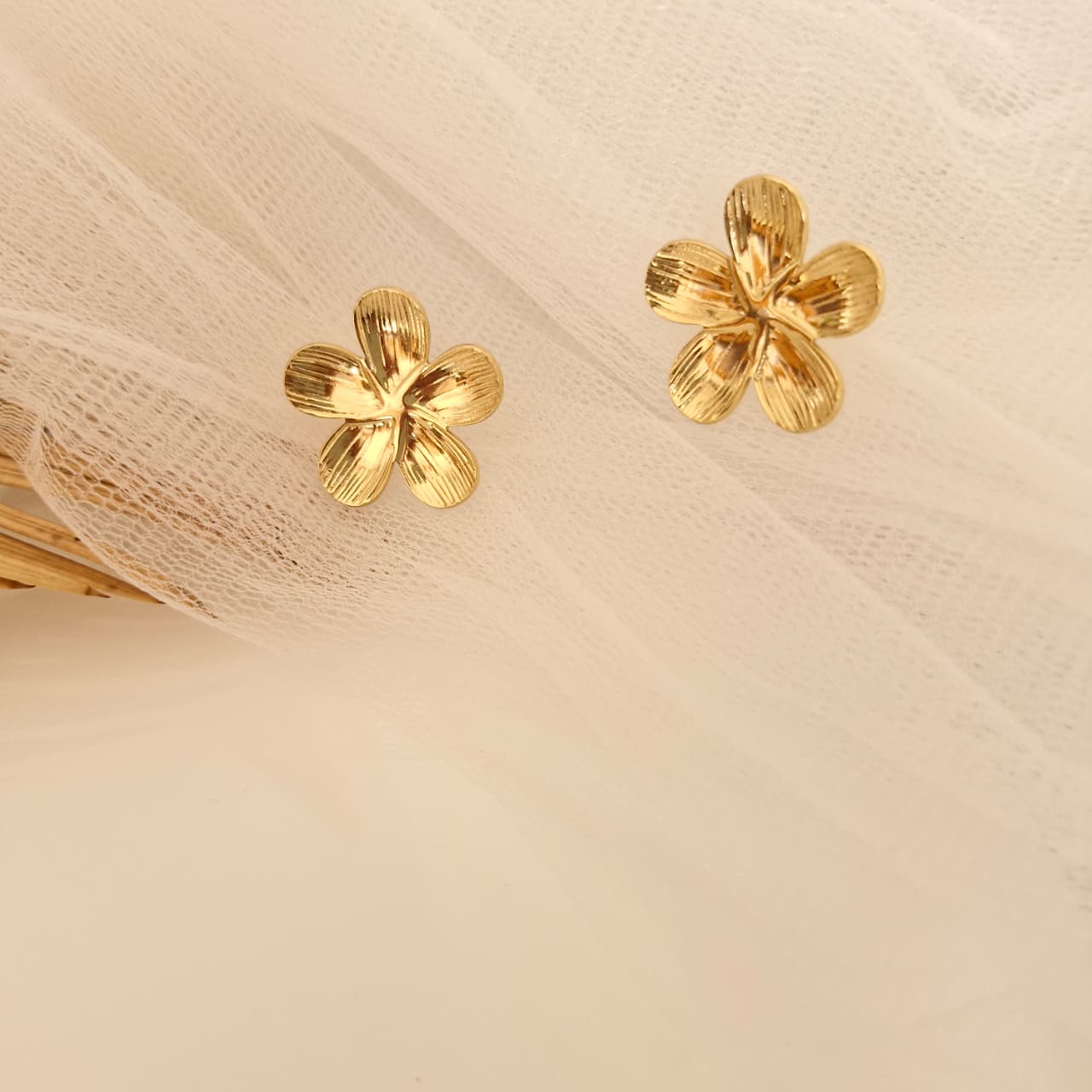 Gold Flower Stud Earrings