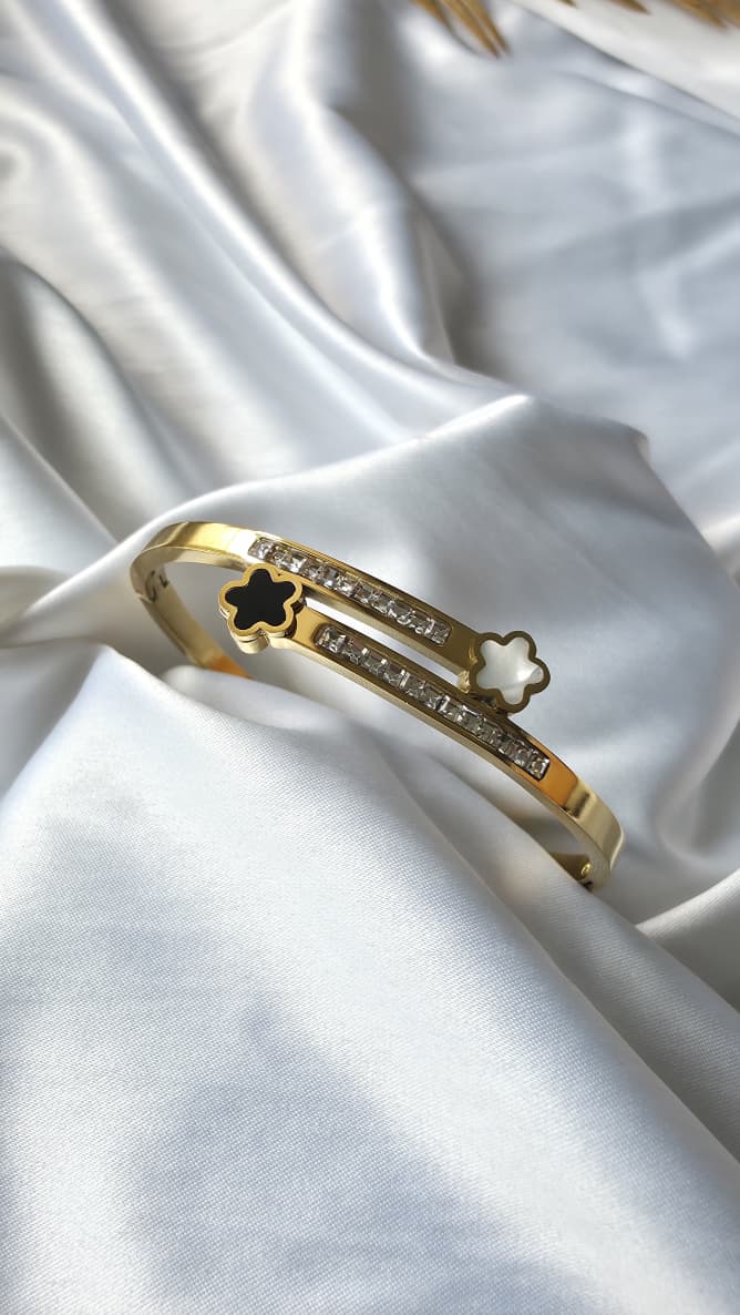 Elegant Dual Tone Floral Bracelet