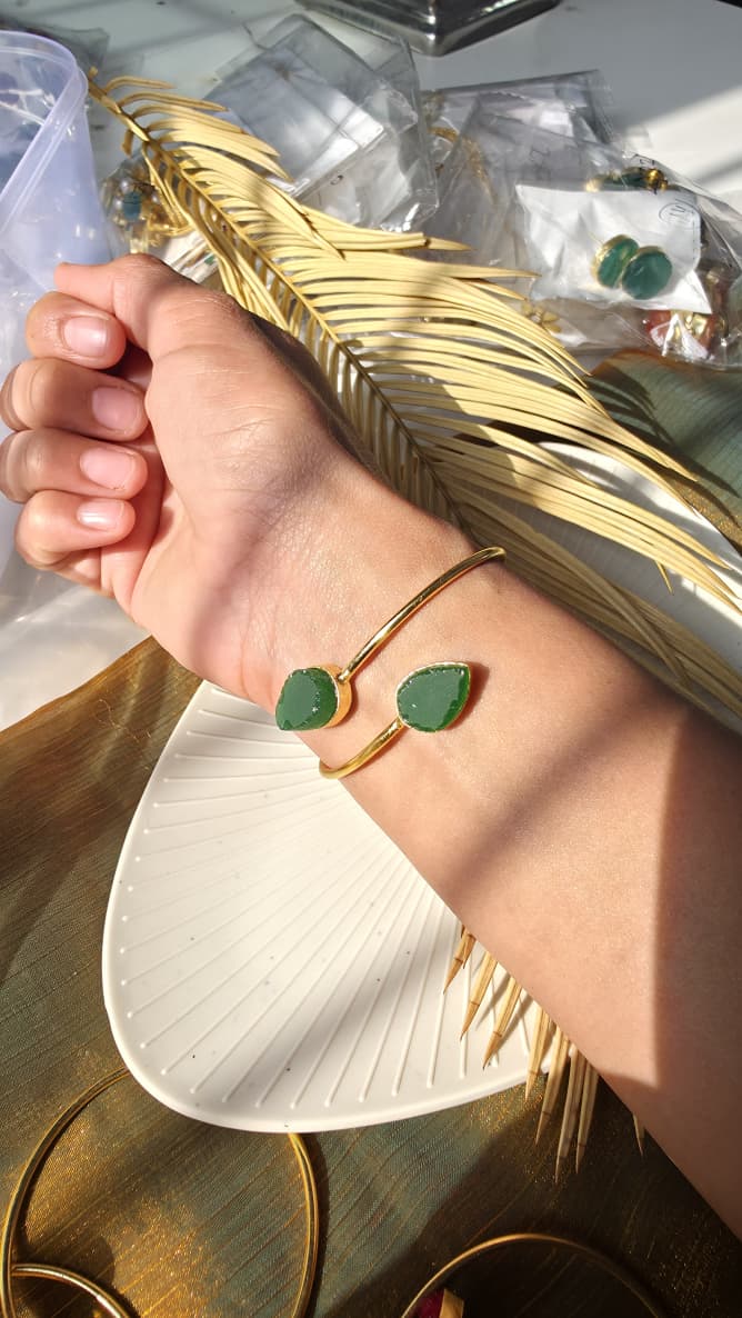 Druzzy Green Cuff Bracelet
