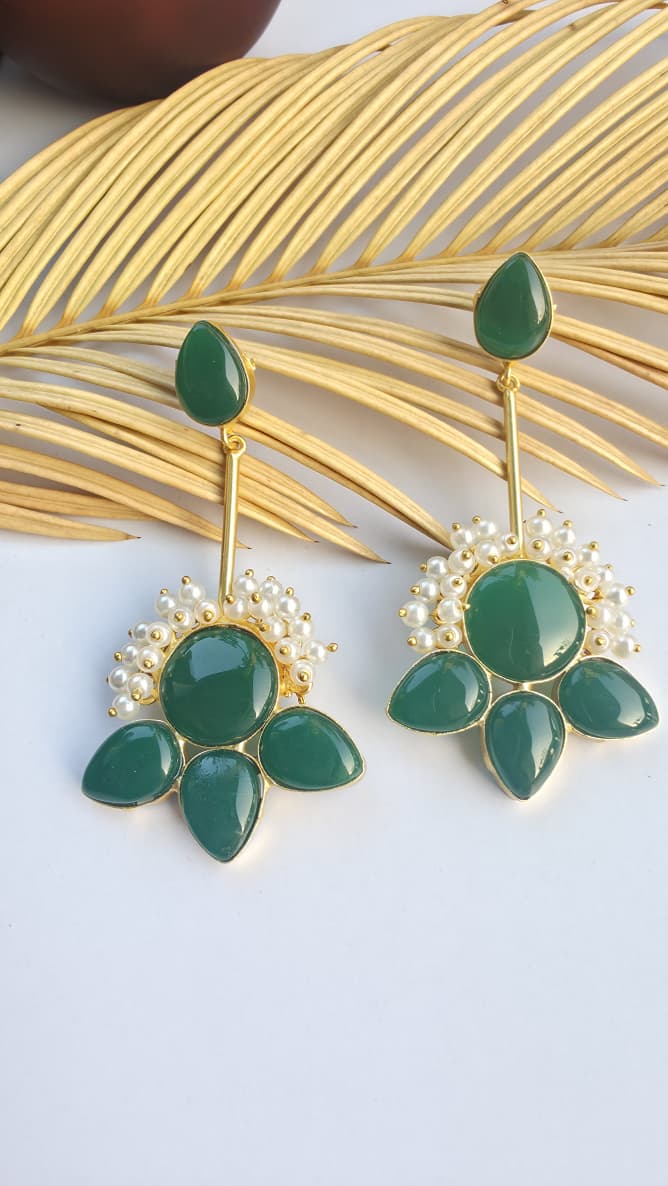 Green Stone Drop Earrings